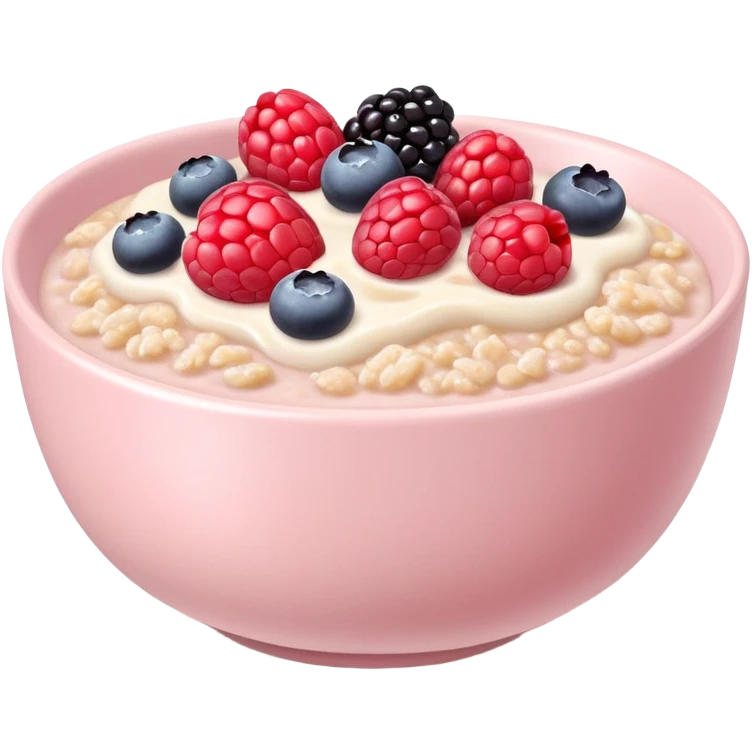 Porridge with berries in a pale pink bowl  emoji