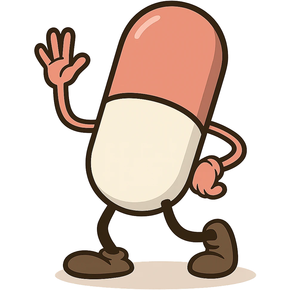 cartoon style pill, no face emoji