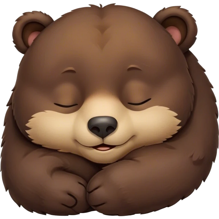 Meme-Worthy Cute Sleeping Bear Portrait Emoji, Head resting peacefully with a contented smile, showcasing a massive, robust build and a luxuriously soft dark brown fur, eyes shut in a serene, restful nap, Simplified yet hilariously adorable features, highly detailed, glowing with a soft, drowsy light, high shine, relaxed and utterly lovable, stylized with an air of playful laziness, bright and heartwarming, soft glowing outline, capturing the essence of a comically sleepy bear, so meme-worthy it feels like it could instantly become the next viral sensation of adorable slumber! emoji