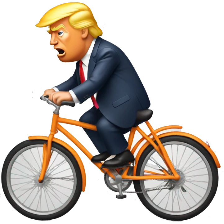 Donald Trump on a bicycle turning orange.  emoji