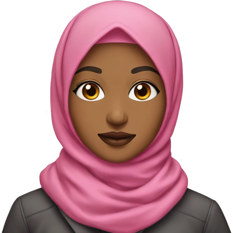 A hijabi with a pink jacket and long lashes emoji