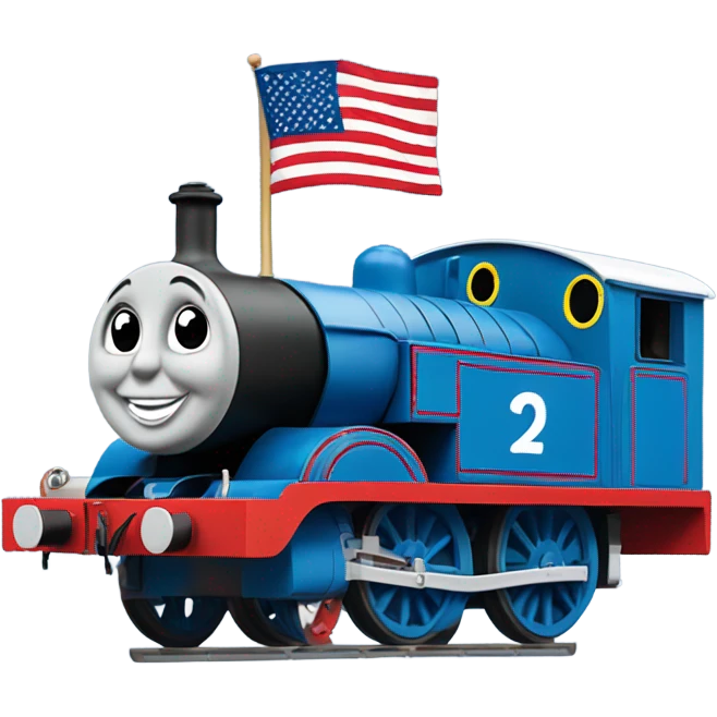 thomas the tank engine with us flag colors emoji