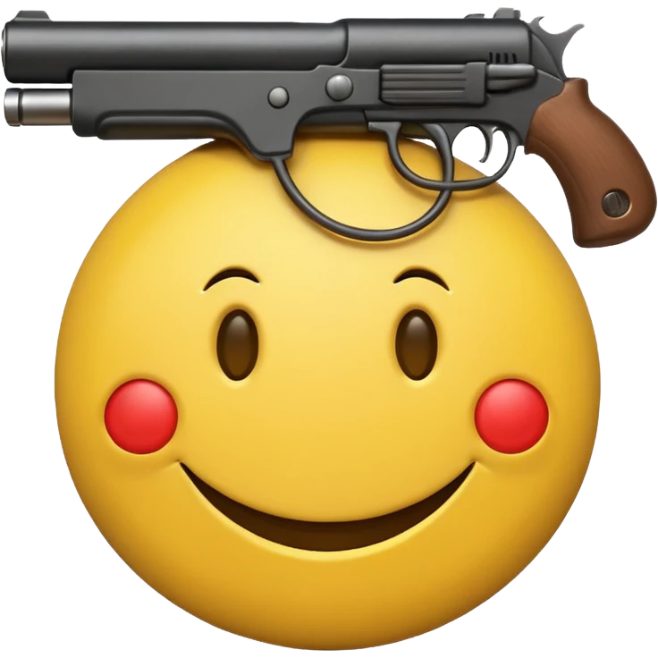 Smiley face with gun emoji
