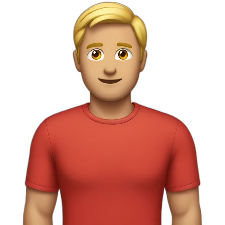Full body picture of a male in a red shirt emoji