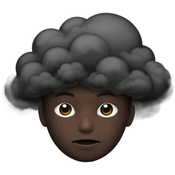 A pitch black head covered in black smoke  emoji