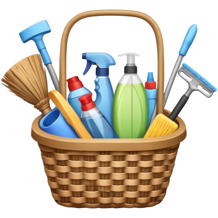 basket with cleaning equipment emoji