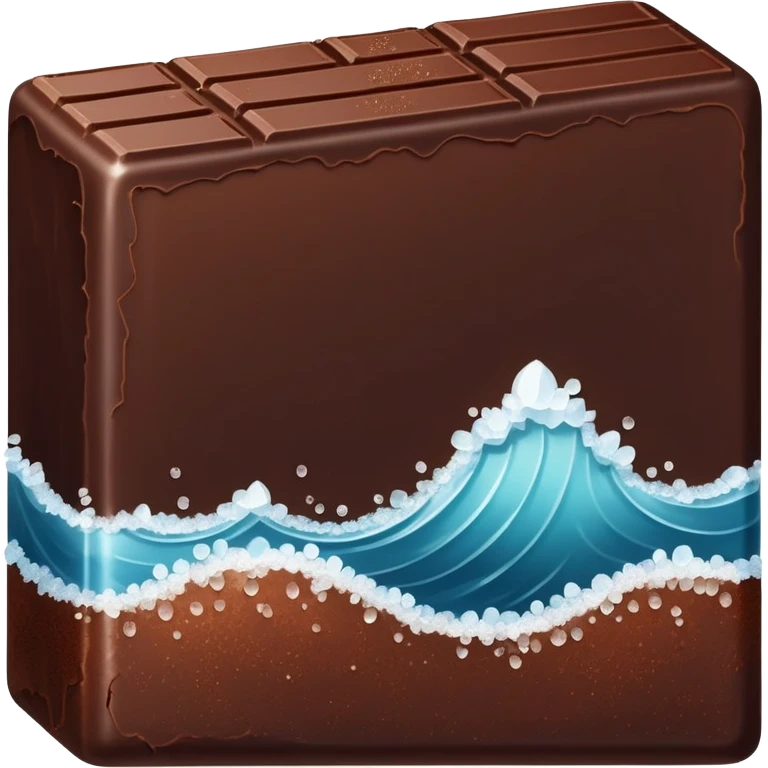 A piece of dark chocolate with visible sea salt crystals on top emoji