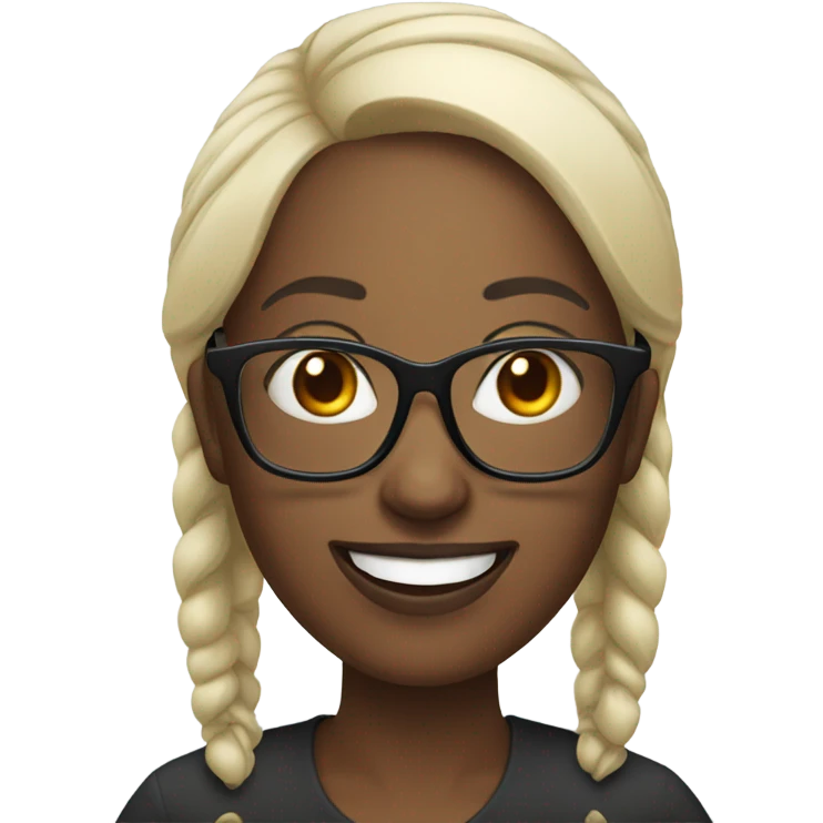Black smiling woman with glasses and white smiling girl emoji