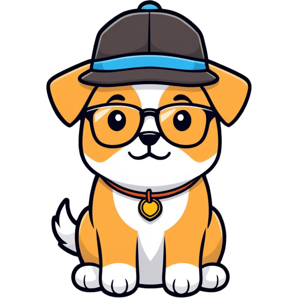 dog with a hat and glasses emoji