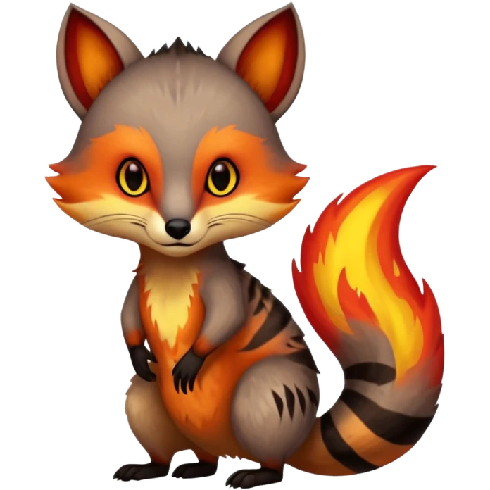 Fiery Wicked Cool Hot Edgy Badass Civet-Numbat-Fox-Vernid-fusion-hybrid-creature emoji