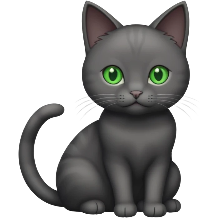 full body solid dark grey cat with green eyes, white paws and white whiskers emoji