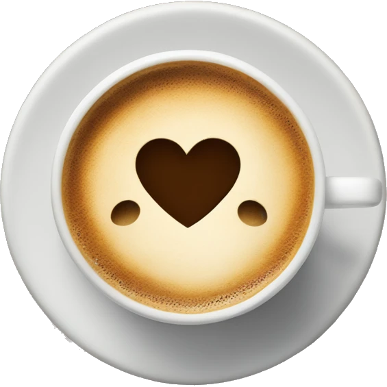 white circle coffee cup with coffee inside and heart design on top emoji