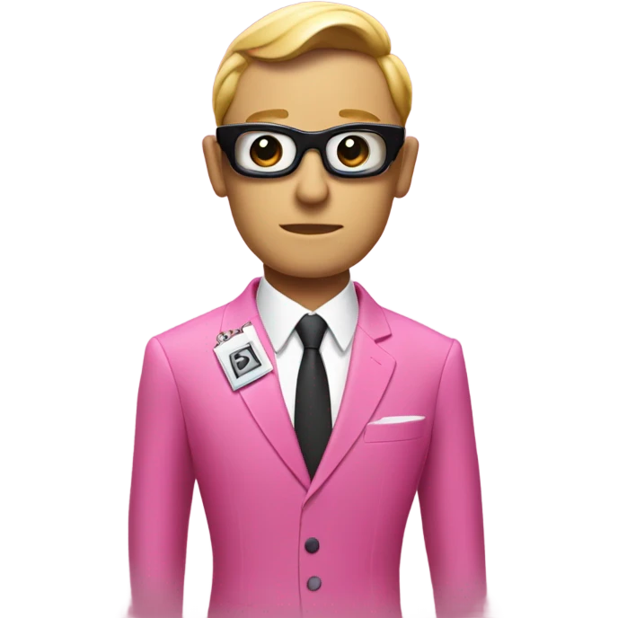 james bond in pink suit carrying an email icon. It's very important for James Bond to carry email emoji