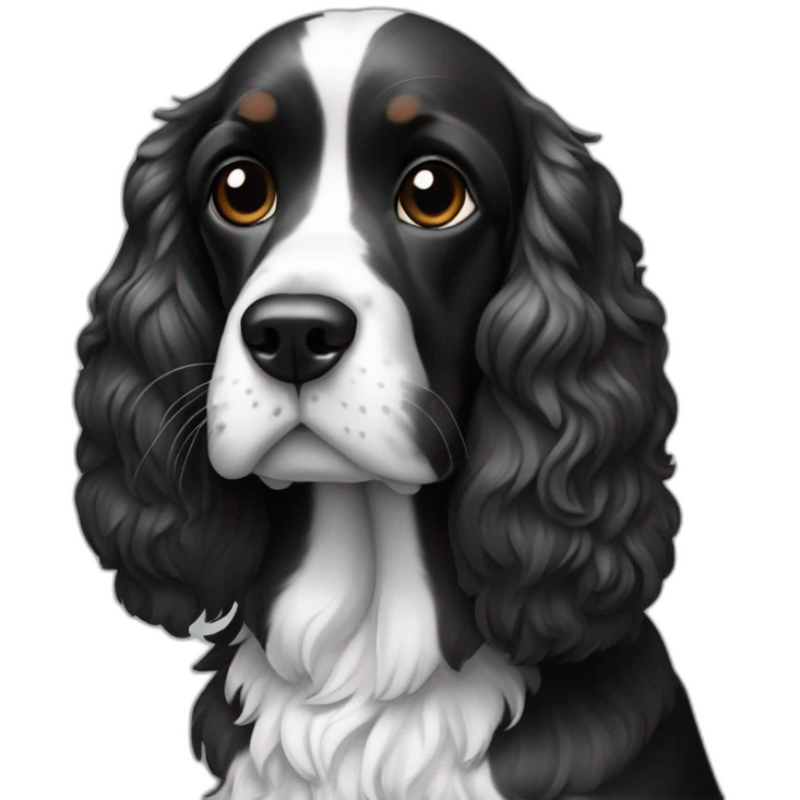 Cocker anglais noir et blanc emoji