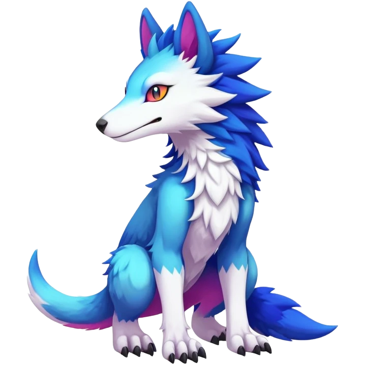 Colorful Kawaii Sergal-Fionbri FurSona Fakemon Full Body emoji