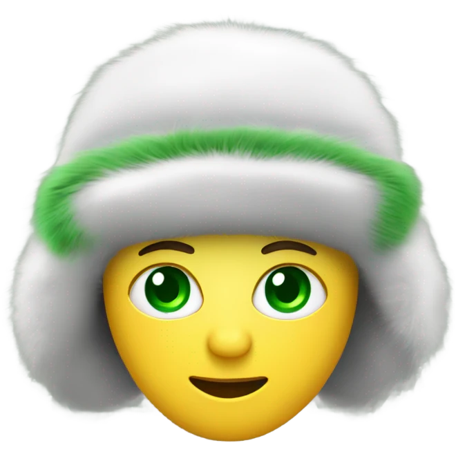 Russia ushanka-hat with green eyes emoji
