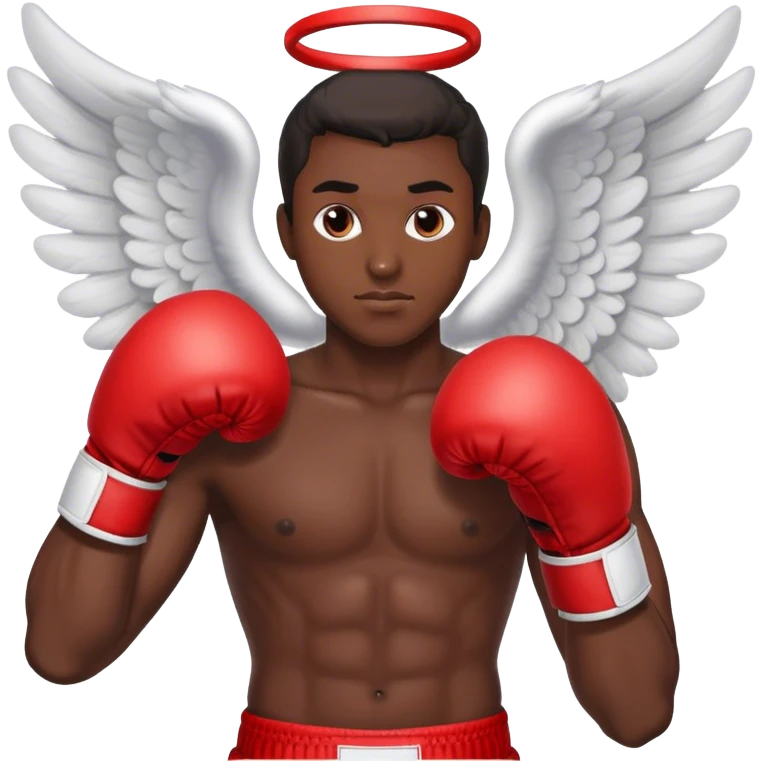 Black man as an angel wearing red boxing gloves emoji