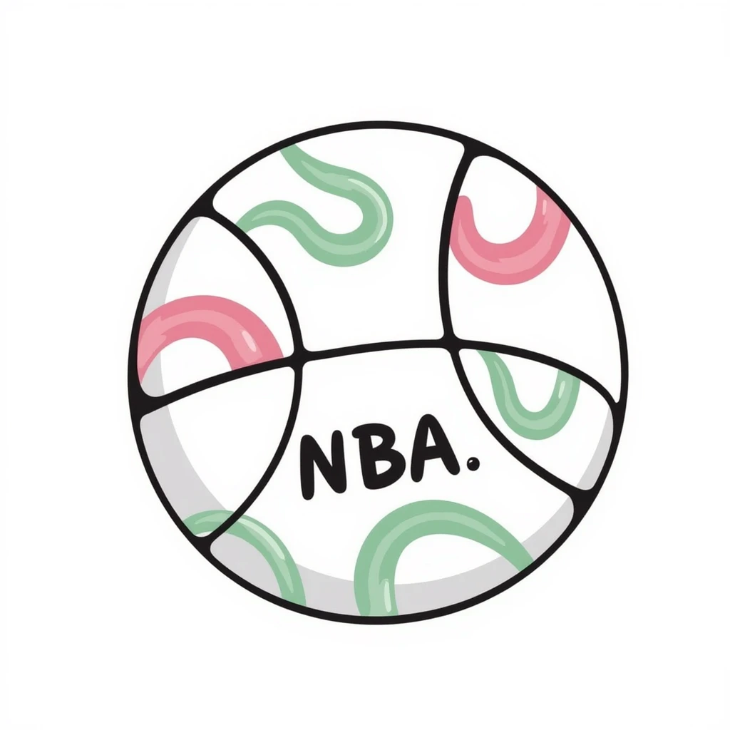 Spalding basketball with NBA logo, white color with pastel pink and green swirls pattern emoji