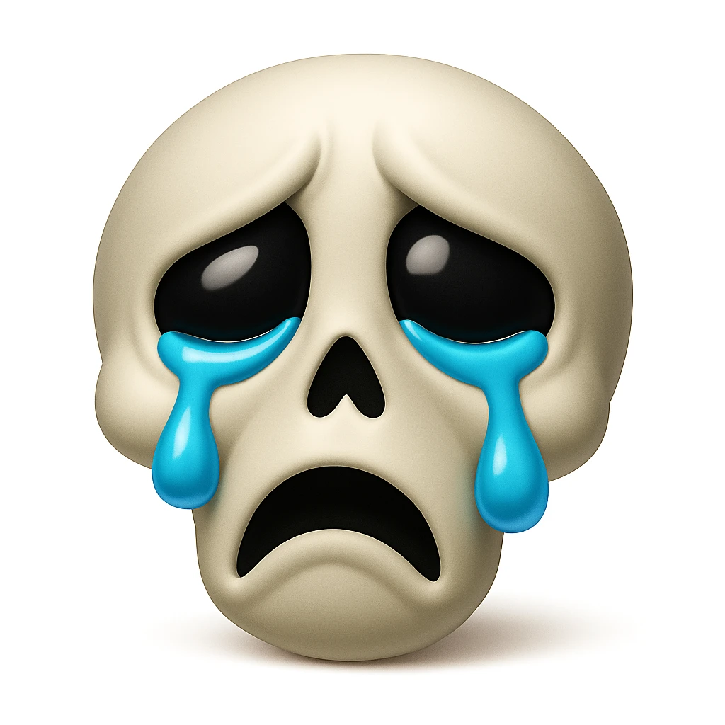 Keep the emoji exactly like the reference image but add tears to the eyes, in iOS emoji style. Add a soft shadow. All other details and style should remain the same. The style should resemble iOS emoji style. emoji