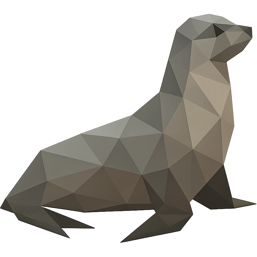 polygonal seal, low-poly polygonal illustration emoji
