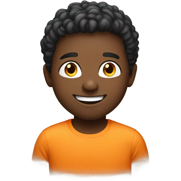 smiling boy in orange shirt more white space emoji