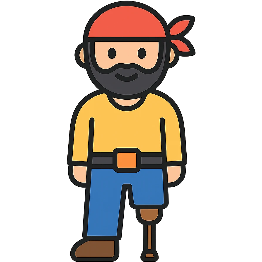 colored icon of a man with a peg leg emoji