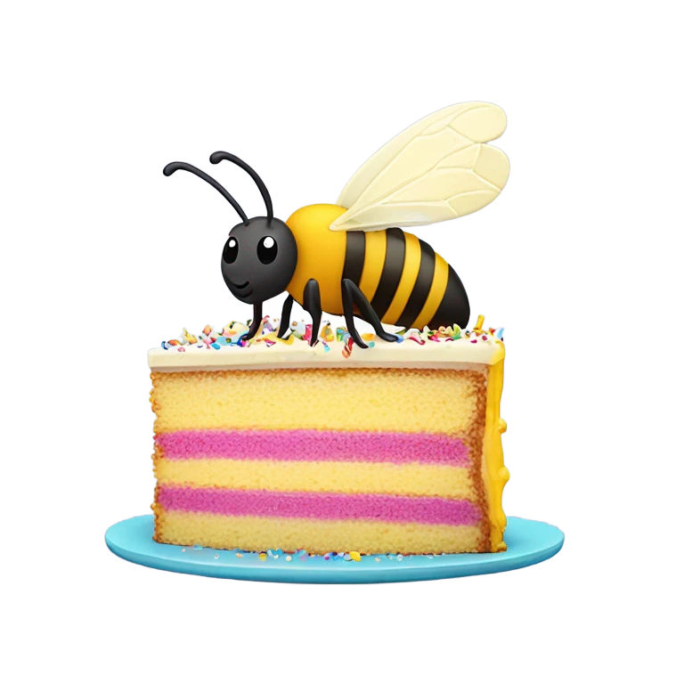Bee eating birthday cake emoji