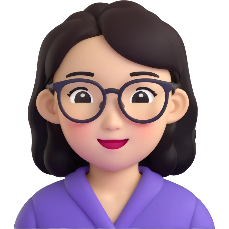asian girl with clear glasses, winking emoji