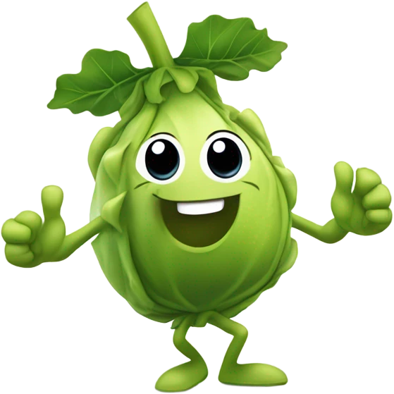 Brussel sprout dancing with face  emoji