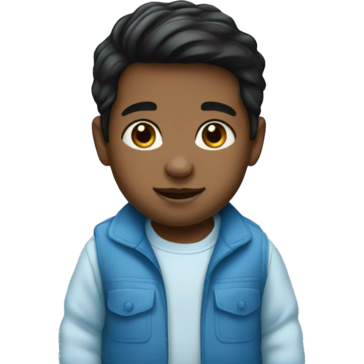 A  black-haired  male  infant  dressed  in  blue. emoji