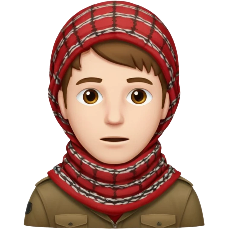 Sore throat for white brown hair guy
No fever - red  palestinian keffieh emoji