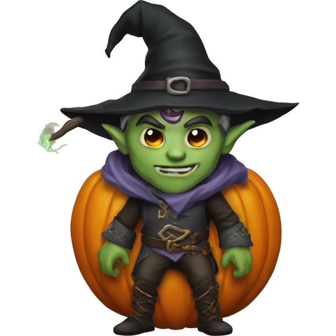 half-orc male wizard necromancer pumpkin emoji