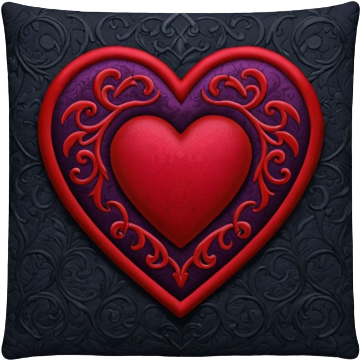 goth themed heart with a dark velvet tapestry emoji