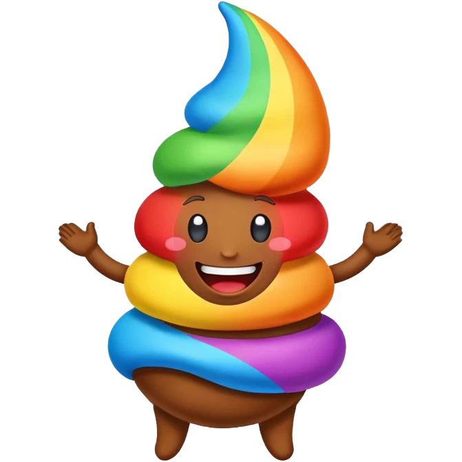happy rainbow poop dancing emoji