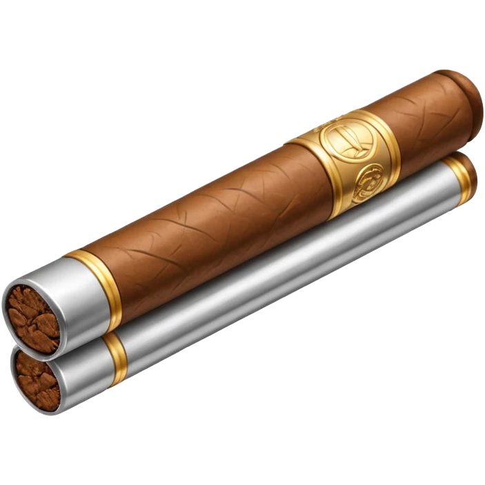 A luxury cigar emoji made of silver chrome, smooth metallic texture, minimal shape, glossy reflections, rich swag aesthetic, iOS emoji style, centered, clean white background emoji