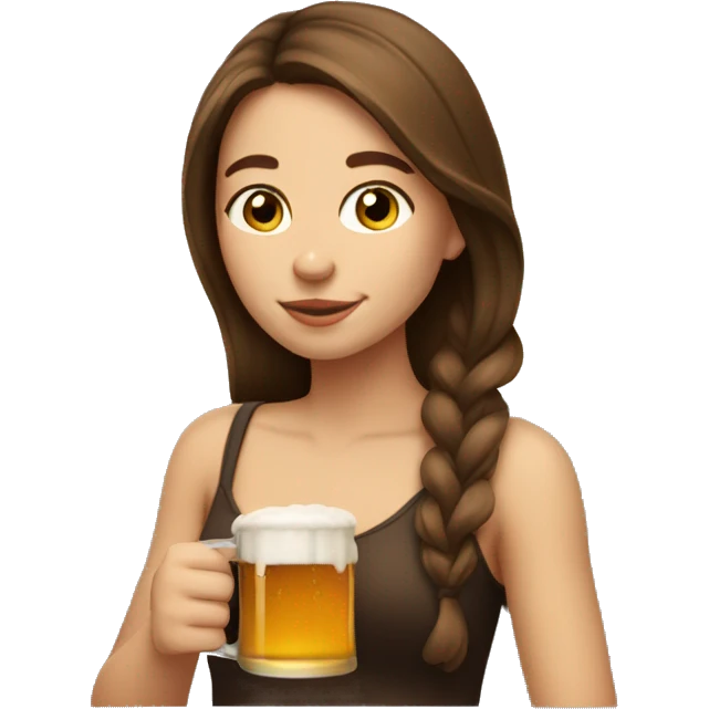 Pretty girl with brown hair sipping on beer emoji