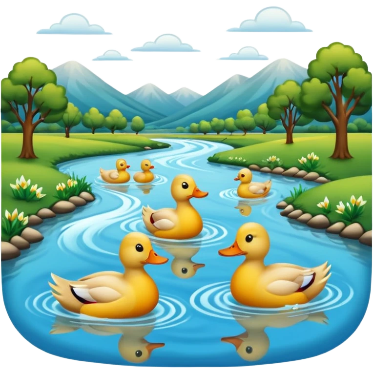 River with ducks without mountains emoji