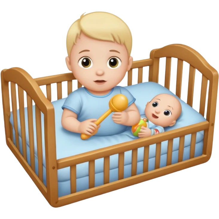 baby in bid with rattle







 emoji