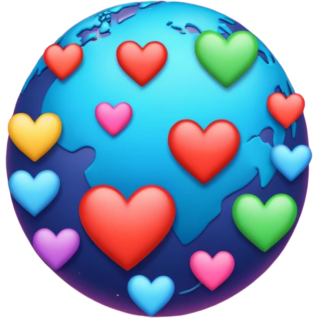 Planet with hearts emoji
