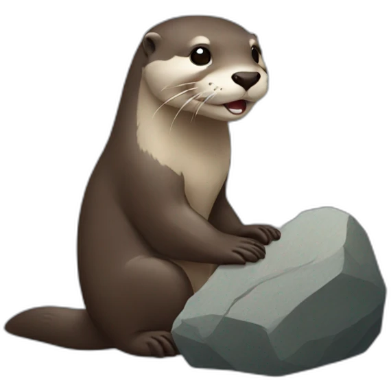 Otter holding a rock emoji