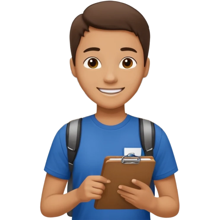Student Leader + clipboard, Tour Group. emoji