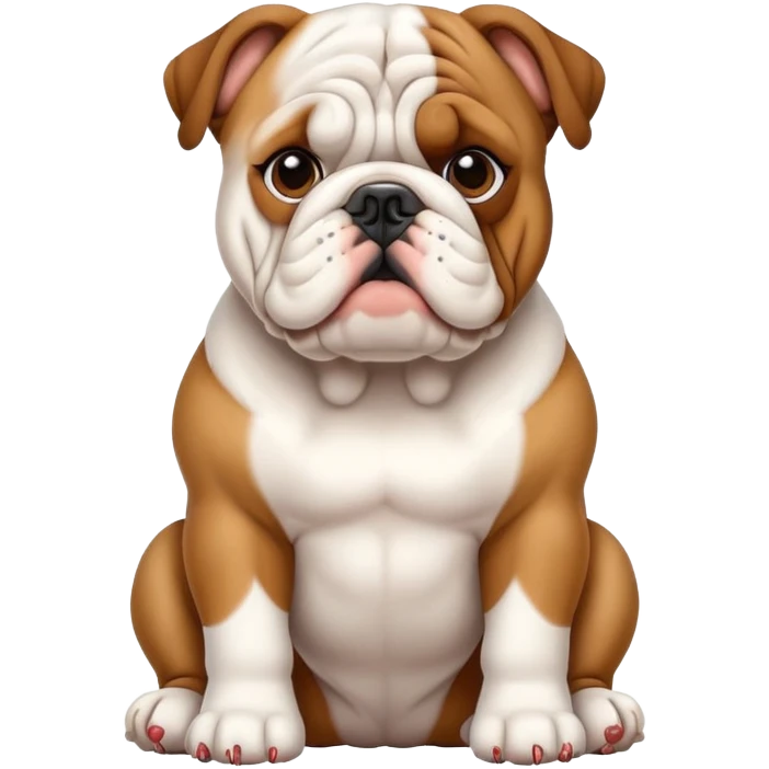 cute bulldog sitting front view emoji