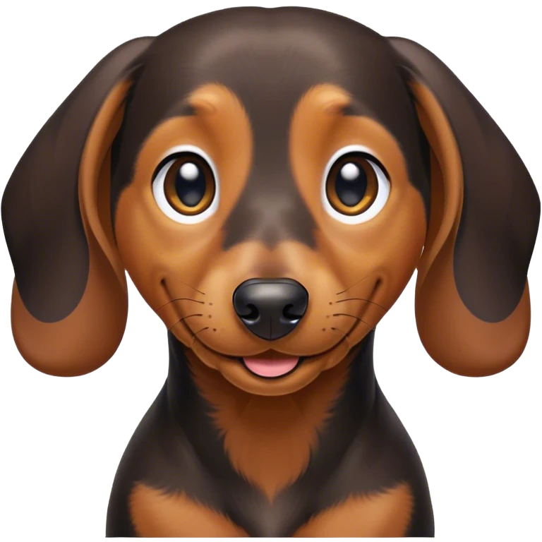 Cinematic Comical black and tan Dachshund Portrait Emoji, Head tilted dramatically with an exaggeratedly amused expression, featuring a sleek black and tan coat with a vibrant sheen, wide, expressive brown eyes filled with playful disbelief, Simplified yet hilariously expressive features, highly detailed, glowing with a slightly sassy glow, high shine, dramatic yet playful, stylized with an air of cheeky humor, bright and endearing, soft glowing outline, capturing the essence of a spirited and over-the-top companion, so meme-worthy it feels like it could side-eye its way into internet fame instantly! emoji