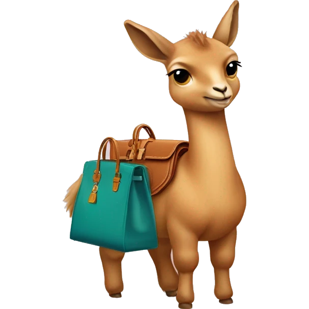 a vicuna wearing a hermes bag  emoji