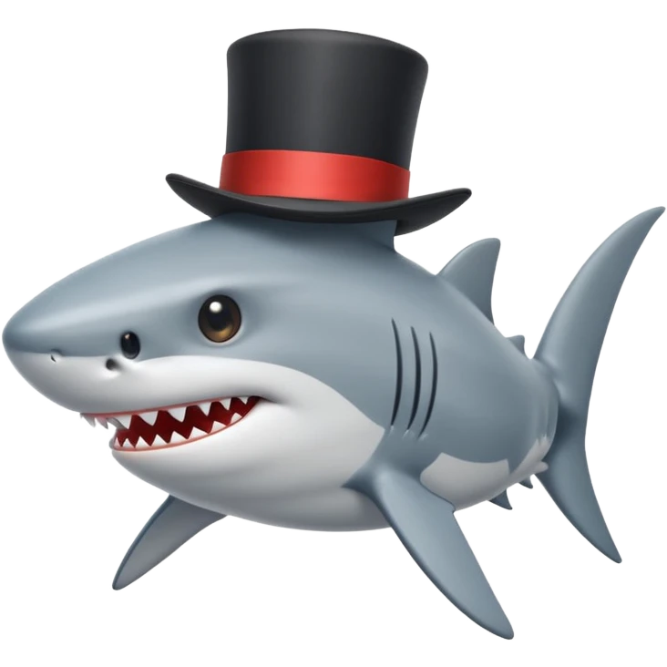 Shark with a top hat emoji