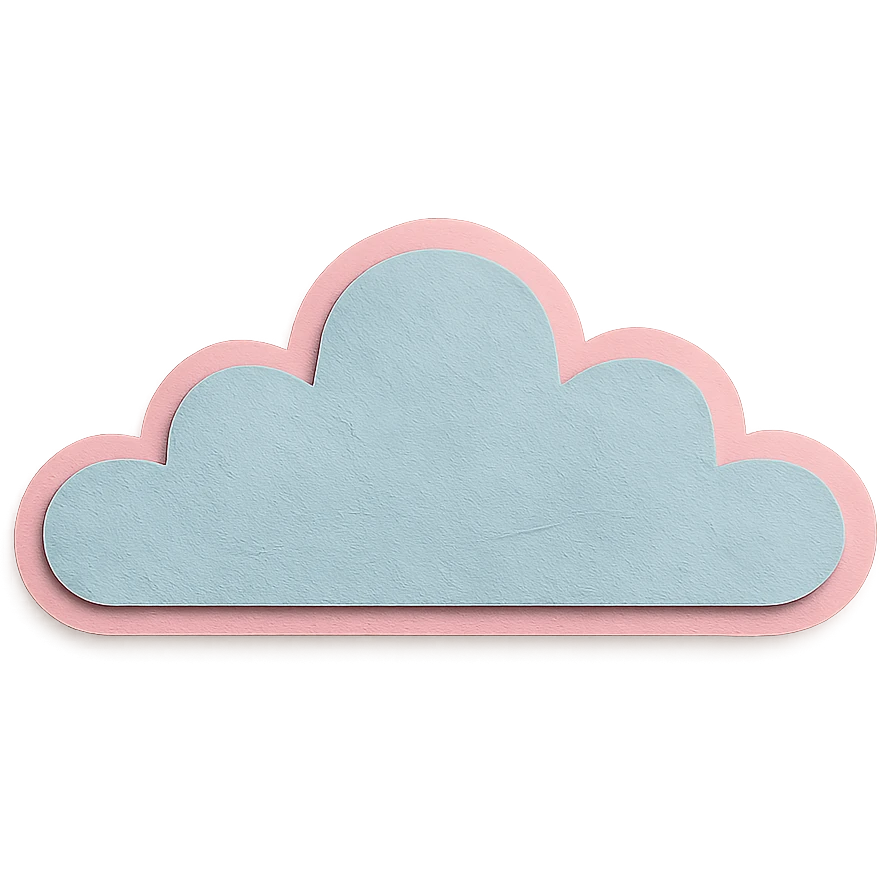 soft pastel fluffy cloud divider for journal pages, paper craft style, with a pink border emoji