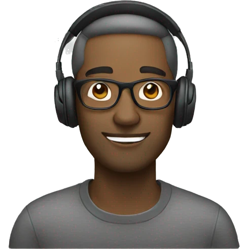 Man with glasses and headphones on emoji