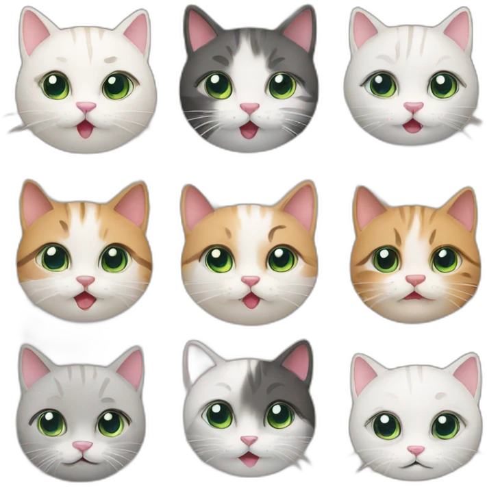 various cat face expressions emoji