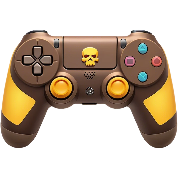 Clash of Clans aesthetic: Cinematic Playful PlayStation 4 DualShock Controller Portrait Emoji, rendered in a 3D vector-style similar to standard emojis with minimal shading and bold, simplified shapes. A compact, distinct form with signature details, softly glowing with a cutting-edge console technology charm. Simplified yet unmistakably iconic, highly detailed and consistent, glowing with a soft radiance and high shine. Stylized with a touch of technological advancement and a soft glowing outline, capturing the essence of a beloved gaming relic with a friendly, playful manner! emoji
