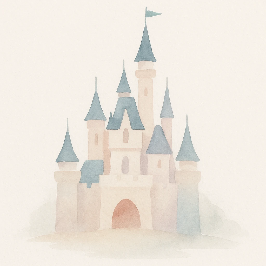disney castle, watercolor art style emoji
